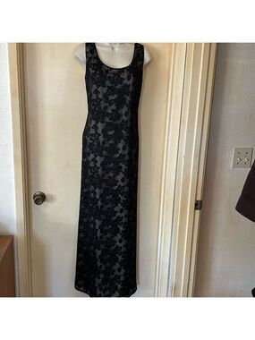 Ever Beauty Vintage 90’s Black Velvet Maxi Dress Size 8 Goth Fairy Whimsy